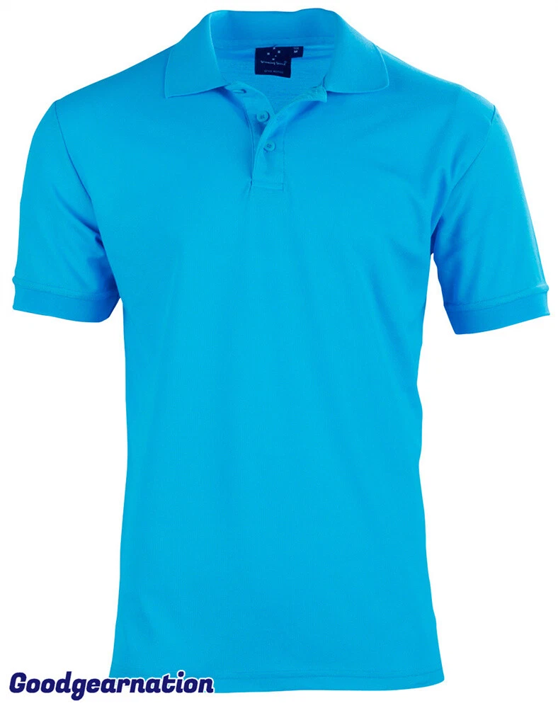 Mens Plain Polo Shirt Cotton Back Pique Short Sleeve 20+ Colour