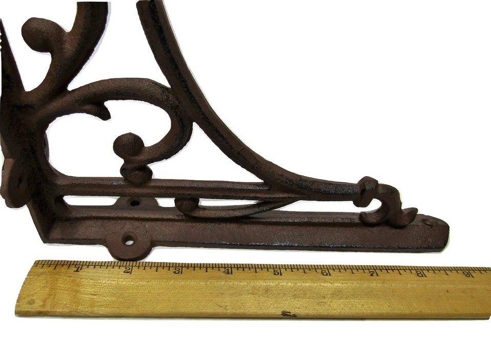 Juego de 4 nuevos soportes de estante de hierro fundido estilo antiguo-victoriano de 9" x 9" perchas  Foto 4 de 4