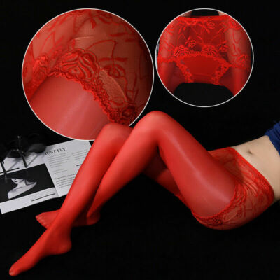 Women Sexy Lace Nylon Pantyhose Control Top Underwear Tights Shiny Bodystockings