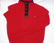 Polo Ralph Lauren 1/4 Zip/Snap Button Mock Neck Pullover, Red or Black,  New
