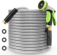 Metal Garden Hose 100FT Stainless Steel Heavy Duty Flexible Lightweight Water Ho
