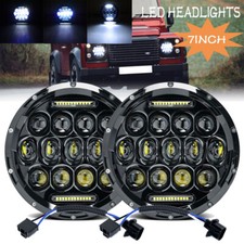 2x 7inch 150W Round LED Headlights Hi/Lo Beam DRL for Land Rover Defender 90&110
