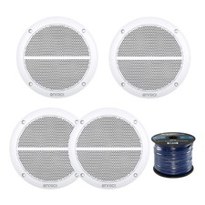 4X Enrock Marine 6.5" 250W Rugged Full Range Speakers, 50 Foot 16-Gauge Wire