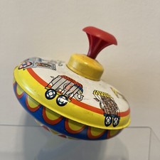 Vintage Ohio Art Circus Animals Train Tin Litho Metal Toy Spinning Top Works