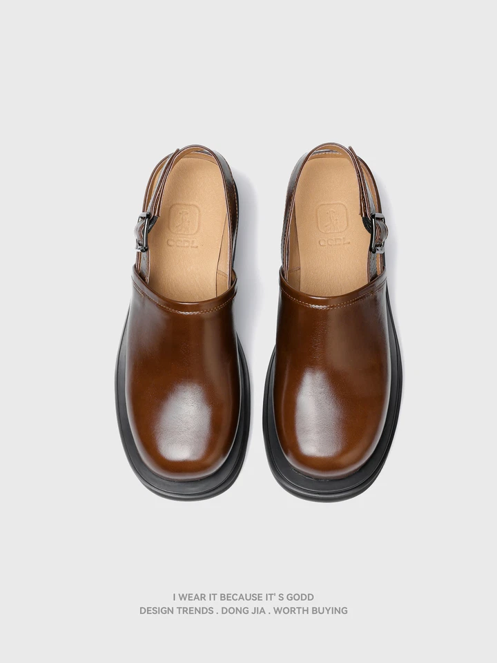 Nuevas Sandalias de Cuero Real Para Hombres Verano Hebilla Antideslizante Cuero de Vaca Marrón Zapatos Foto 4 de 4