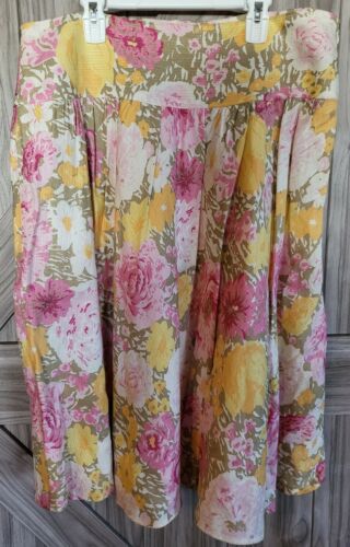 Ann Taylor Loft Neu mit Etikett Blumenmuster Midi gefüttert rosa mehrfarbig Leinenmischung Rock GR. 12 - Bild 2 von 5