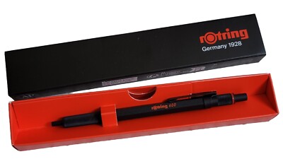 NIB Rotring 600 Ballpoint Pen Black Hexagonal Pen Knurled Grip Black Ink JAPAN