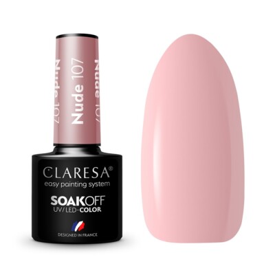 5902846077534 Soak Off UV/LED Nude lakier hybrydowy 107 5g Claresa