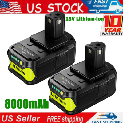 2PACK For RYOBI 18V 8.0Ah P108 High Capacity Battery 18Volt Lithium-Ion One Plus