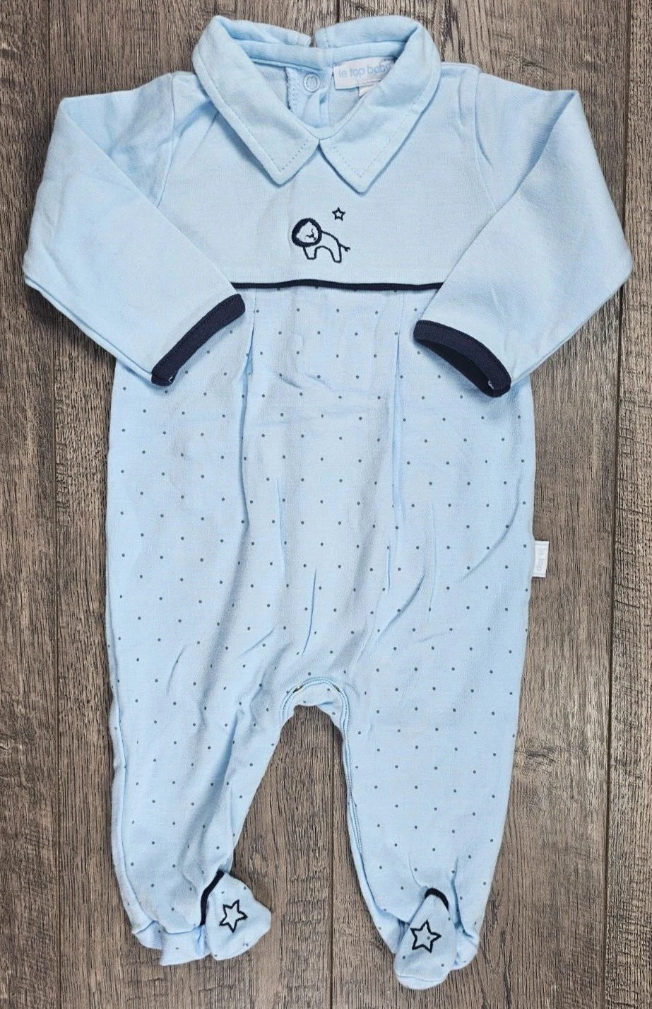 Baby Boy Clothes Le Top 6 Month Blue Lion Footed Outfit