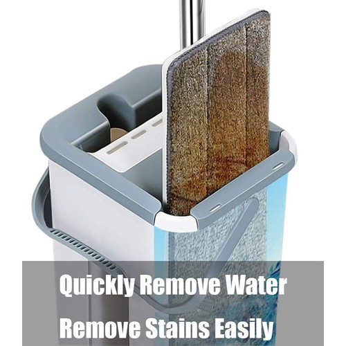 Mop with Bucket and Squeeze,Hand Free Flat Floor Mop and Bucket Microfiber Mops - Picture 3 of 9