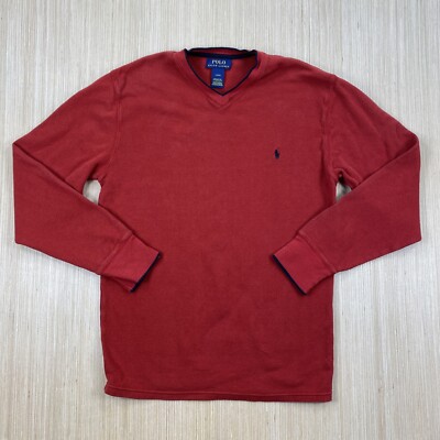 Polo Ralph Lauren Waffle Knit Thermal Shirt Mens Large Red
