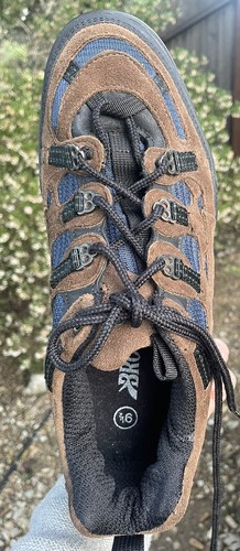 Brooks Voyager da uomo 9,5 M marrone nero blu pelle scamosciata gomma e tessuto eccellente LEGGERE - Foto 7 di 11