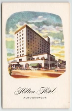 Postcard Advertising Hilton Hotel in Albuquerque, NM.