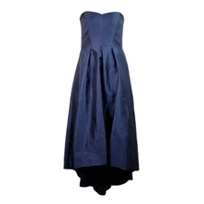 Alfred Sung Strapless High/Low SATEEN Pocket BALL GOWN D699S SIZE 2 ONYX  NEW