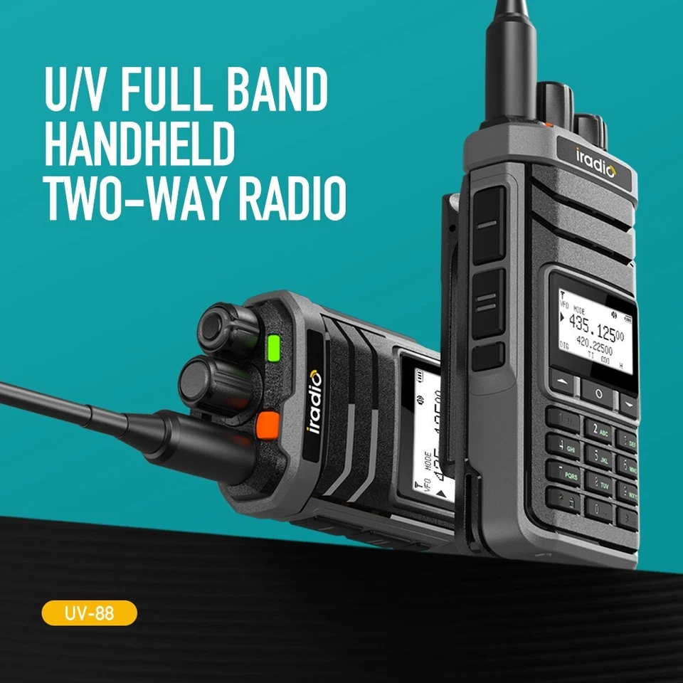 Iradio UV-88 AM FM VHF UHF Multi Band Walkie Talkie 1024 Channels Ham Radio - image 3 of 4