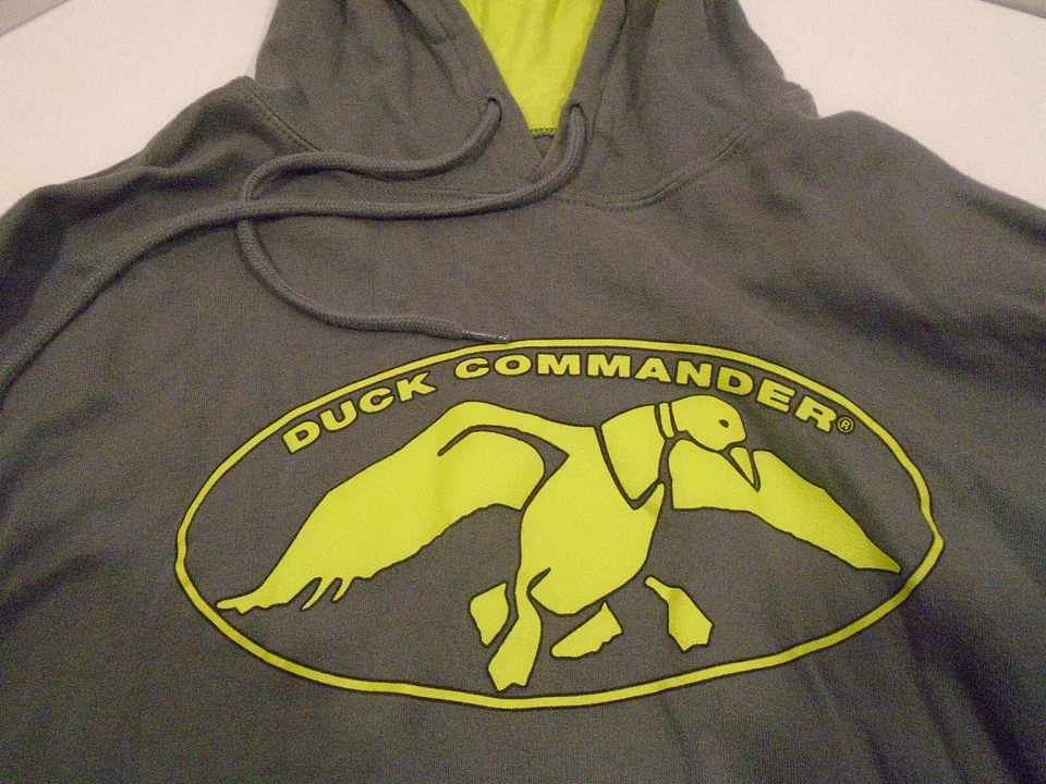 Moletom com capuz Duck Commander masculino tamanho extra grande cinza/verde neon logotipo - Imagem 2 de 4