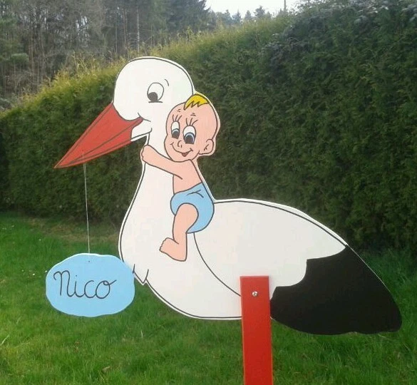 Herzding Klapperstorch Joline Storch zur Geburt   % Sonderpreis % Holz - Bild 2 von 3