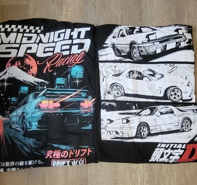 NEW Set of 2: XL JDM Street Racing T-Shirts - Initial D & Midnight Speed!