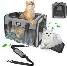 Soft-Sided Large Cat Carrier for 2 Cats, Spacious Foldable Pet Travel Carrier fo