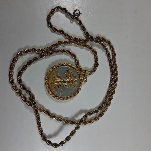 Walking Liberty Half Dollar Gold Tone Necklace Dates vary