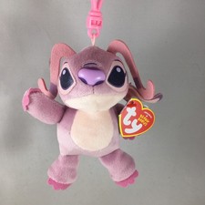 Ty Beanie Baby Key Clip ANGEL 4" (Disney Stitch) NEW Soft Plushy Version Plush