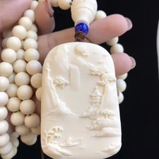 Tagua Nut Guanyin Pendant High Mountain Flowing Water Sweater Necklace Unisex