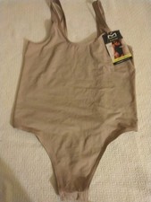 Maidenform Seamless Smoothing Thong Bodysuit Size XL Beige Nude Tag Creased NEW