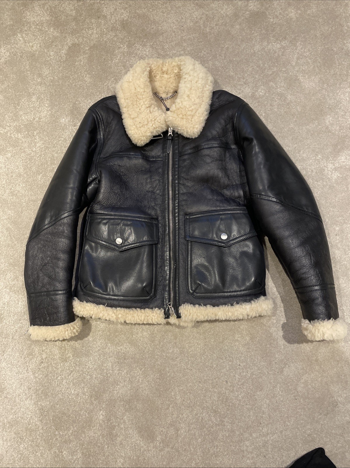 Men’s Burberry Shearling Aviator Jacket Size 48 M Rrp £2795
