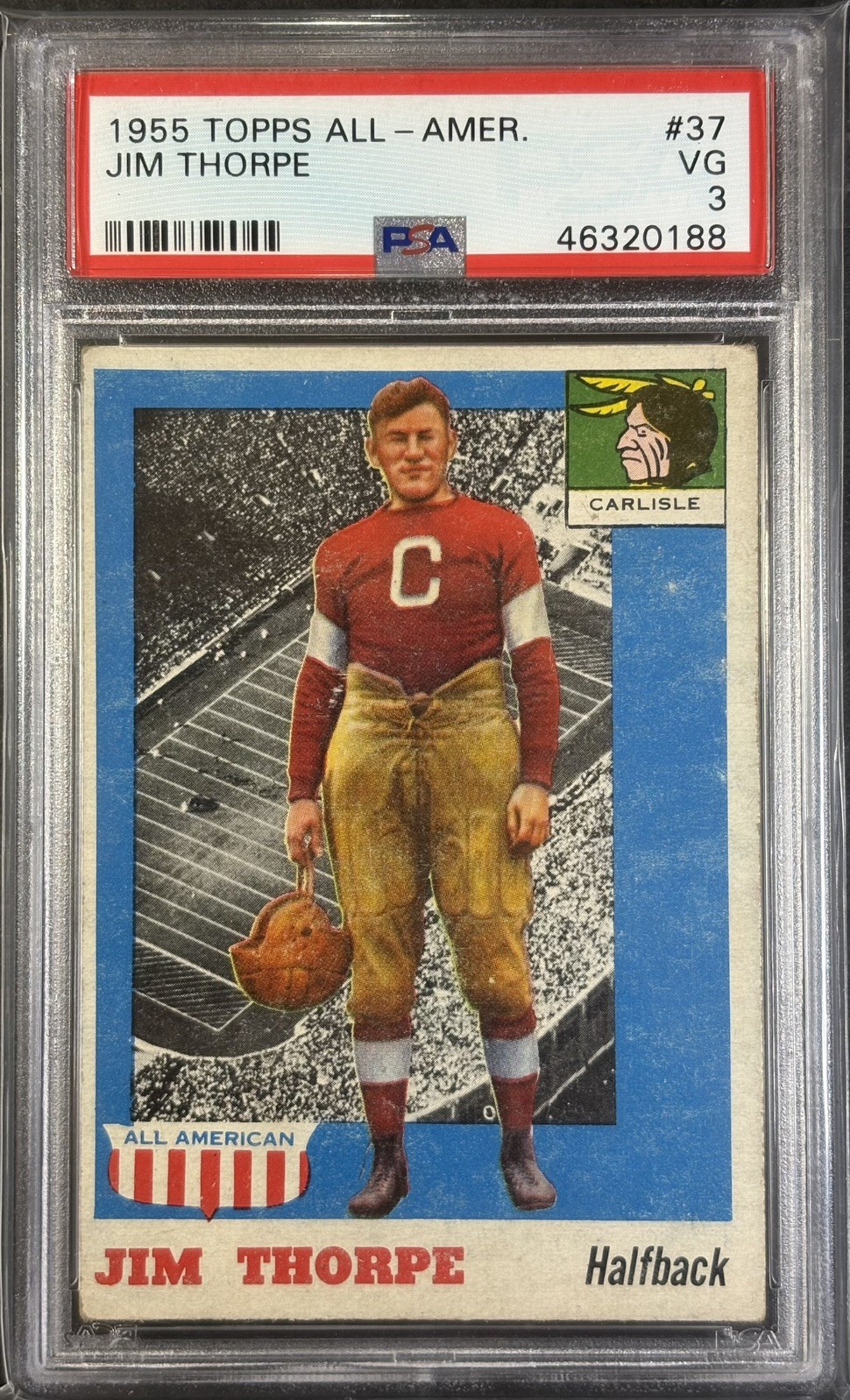 1955 Topps All-American #37 Jim Thorpe Football Card PSA 3 VG Carlisle NFL HOF