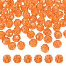 200 Pcs Acrylic Round Faceted Beads 10mm Loose Bead, Orange