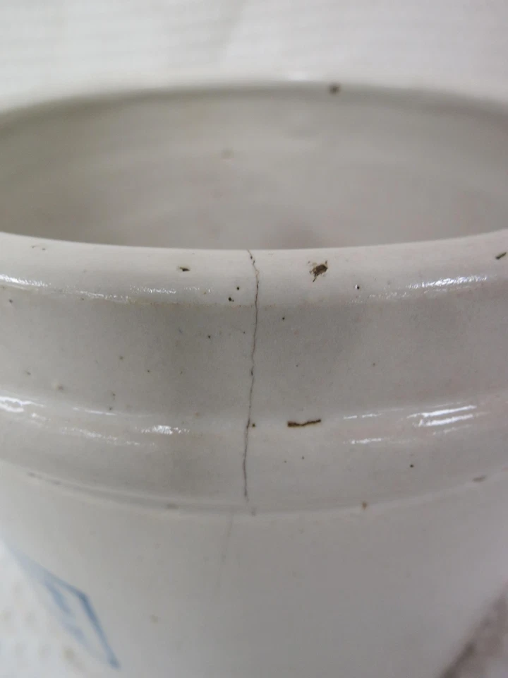 Vintage Fairmont's Cottage Cheese Stoneware Crock Jar Blue Advertising Dairy - Image 4 of 4