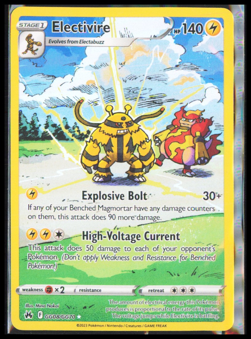 Electivire Crown Zenith: Galarian Gallery #GG08/GG70 Near Mint or Better Card