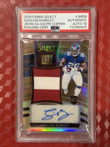 PSA 10 Auto 2018 Panini Select Saquon Barkley Jumbo RPA  /15 GAME WORN PATCH