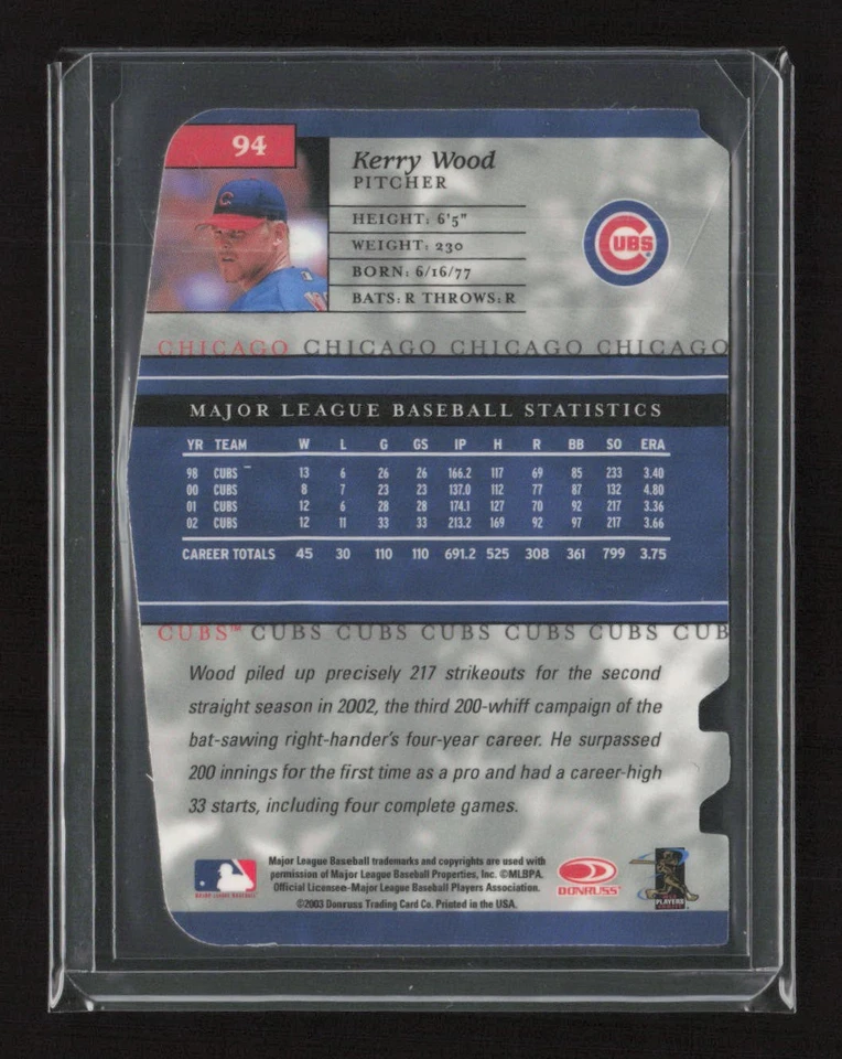 2003 Donruss Elite #94 Kerry Wood Aspirations #/66 RARE - Image 2 of 2
