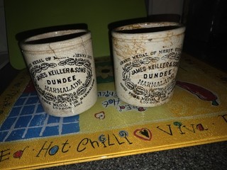 Vintage James Keiller & Sons Marmalade Jar pair