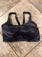 Victoria's Secret VSX Knockout Front Close Sports Bra Black Zip 38DDD Camouflage