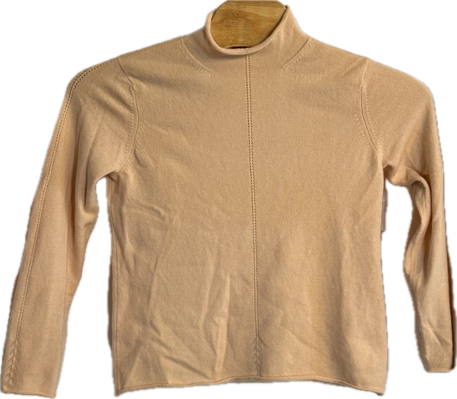 Saks Fifth Avenue 100% Cashmere Mock Neck Pullover Sweater Large Salmon Color