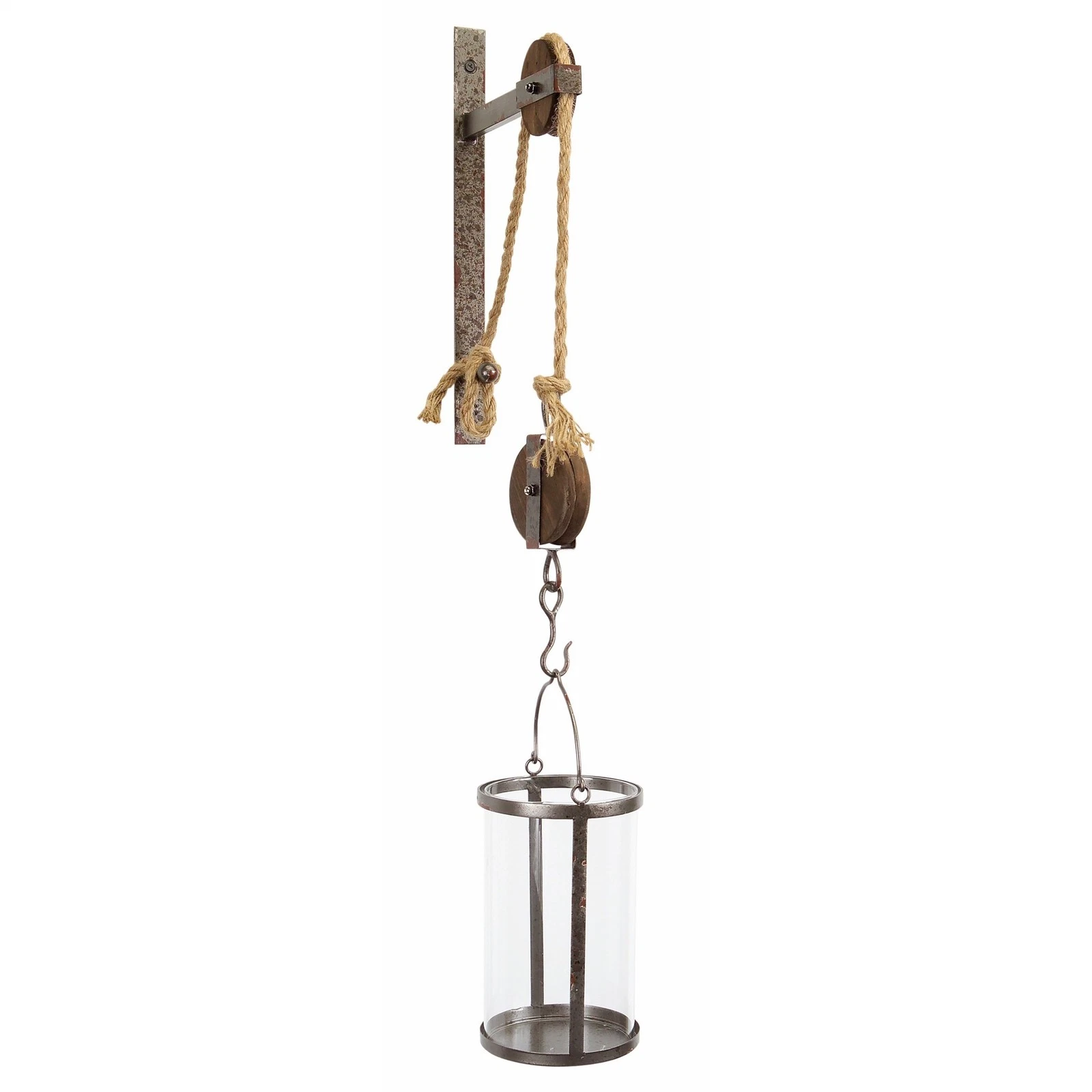 Melrose Industrial Pulley Mounted Canister Candleholder - Thumbnail 3