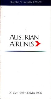 [e48] Flugplan / Timetable AUA Austrian Airlines Winter 1995 / 1996