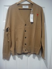 Ami Paris Cardigan Men's Size Large Apricot Wool Ribbed Trim Sweater, BRANDNEW