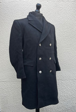 Vintage 1953 Dated British Rail Heavy Black Wool Lined Overcoat-42" Chest, NOS