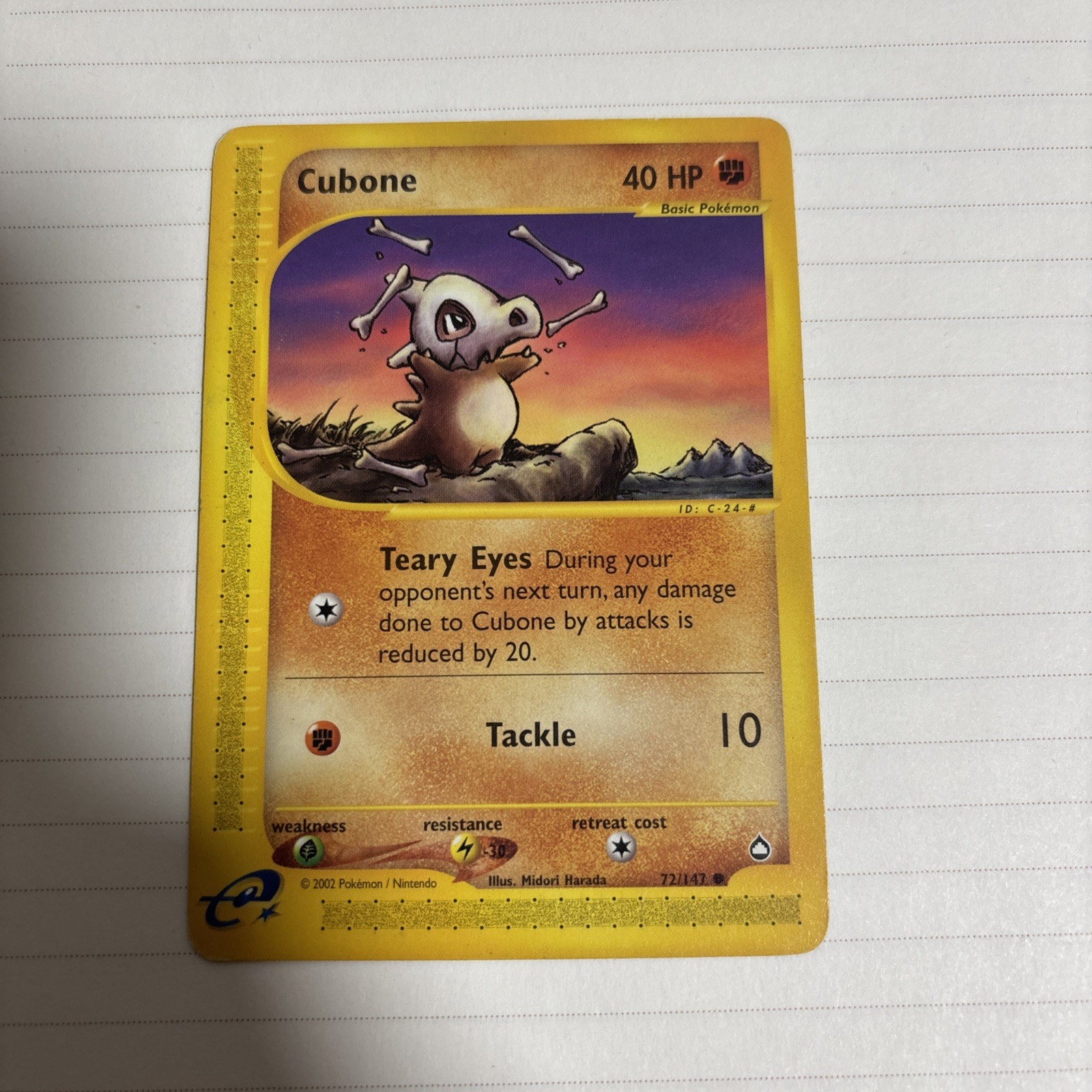 Cubone - Aquapolis 72/147 2002 - E Reader - Pokémon TCG - WOTC - NM