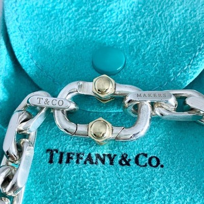 Authentic Tiffany & Co. Makers Wide Chain Bracelet Silver 925 w