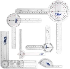 ASA TECHMED 6 Pcs 360° 12, 8 and 6 Inch Medical Spinal Goniometer Angle Protrac