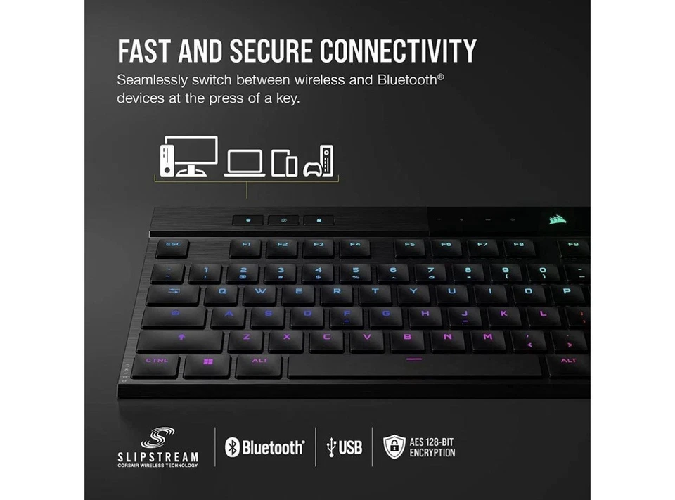 Corsair K100 AIR Wireless RGB Mechanical Gaming Keyboard - Ultra-Thin, Sub-1ms S - Image 3 of 4
