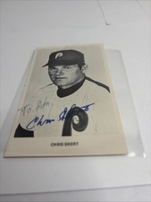 Chris Short Autographed 1970- 72 Phillies Team Issue Photocard, Signed d. 1991