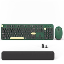 Colorful Wireless Computer Keyboards Mouse Combos, Cute Retro Typewriter Keyb...