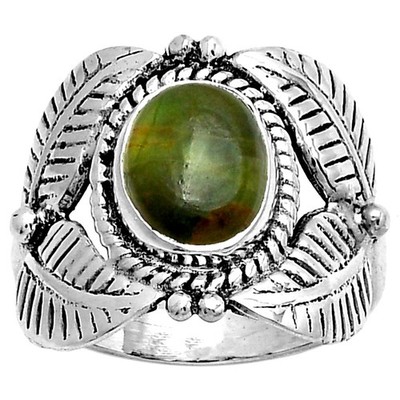 Southwest Design Turkish Rainforest Chrysocolla 925 Silver Ring s.9 R-1387