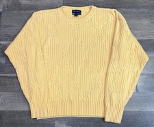 Gant Mens XL Yellow Cable Knit Crewneck Pullover Sweater